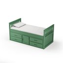 Ver imagem 5 de Cama Solteiro com 04 Gavetas e 01 Porta Funcional de Madeira Maciça - Verde