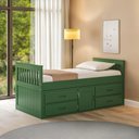 Ver imagem 1 de Cama Solteiro com 04 Gavetas e 01 Porta Funcional de Madeira Maciça - Verde