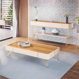 Aparador Vivant e Mesa de Centro Cadenza Off White Cinamomo – Hb Móveis - 2
