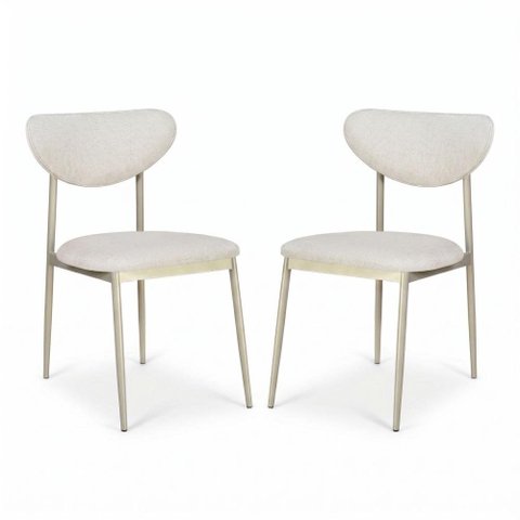Kit 2 Cadeiras Safira Jantar Base Aço Carbono Espuma D28 - Champagne
