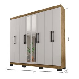 Guarda Roupa Casal B2348 Freijó Baunilha com Espelho e Cabeceira Luiza 160 Cm Marfim Suede - Araplac - 3