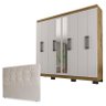 Guarda Roupa Casal B2348 Freijó Baunilha com Espelho e Cabeceira Luiza 160 Cm Marfim Suede - Araplac - 1