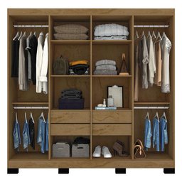 Guarda Roupa Casal B2348 Freijó Baunilha com Espelho e Cabeceira Luiza 160 Cm Marfim Suede - Araplac - 4