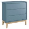 Cômoda Gaveteiro e Guarda Roupa Infantil 3 Portas New Classic Azul com Pés Madeira Natural - Reller - 2