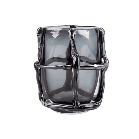 Vaso de Vidro Estilo Murano Fumê 23cm Od0168 Btc