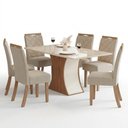 Ver imagem 2 de Conjunto Sala Jantar Mesa 160 cm Tampo MDF Vidro 6 Cadeir Layla Confort Casa 812