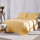 Ver imagem 1 de Kit Colcha Cobre Leito Casal Padrão 03 Peças Bordado Heitor Hipercal 400 Fios:amarelo