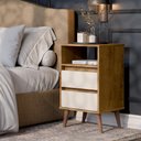 Ver imagem 2 de Kit 2 Mesa de Cabeceira Roma Quarto com 2 Gavetas Freijo/off White