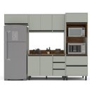 Ver imagem 2 de Cozinha Koya 4 Peças 270x214cm Armários Aéreos Balcão Torre Quente com Tampo Verde 250041