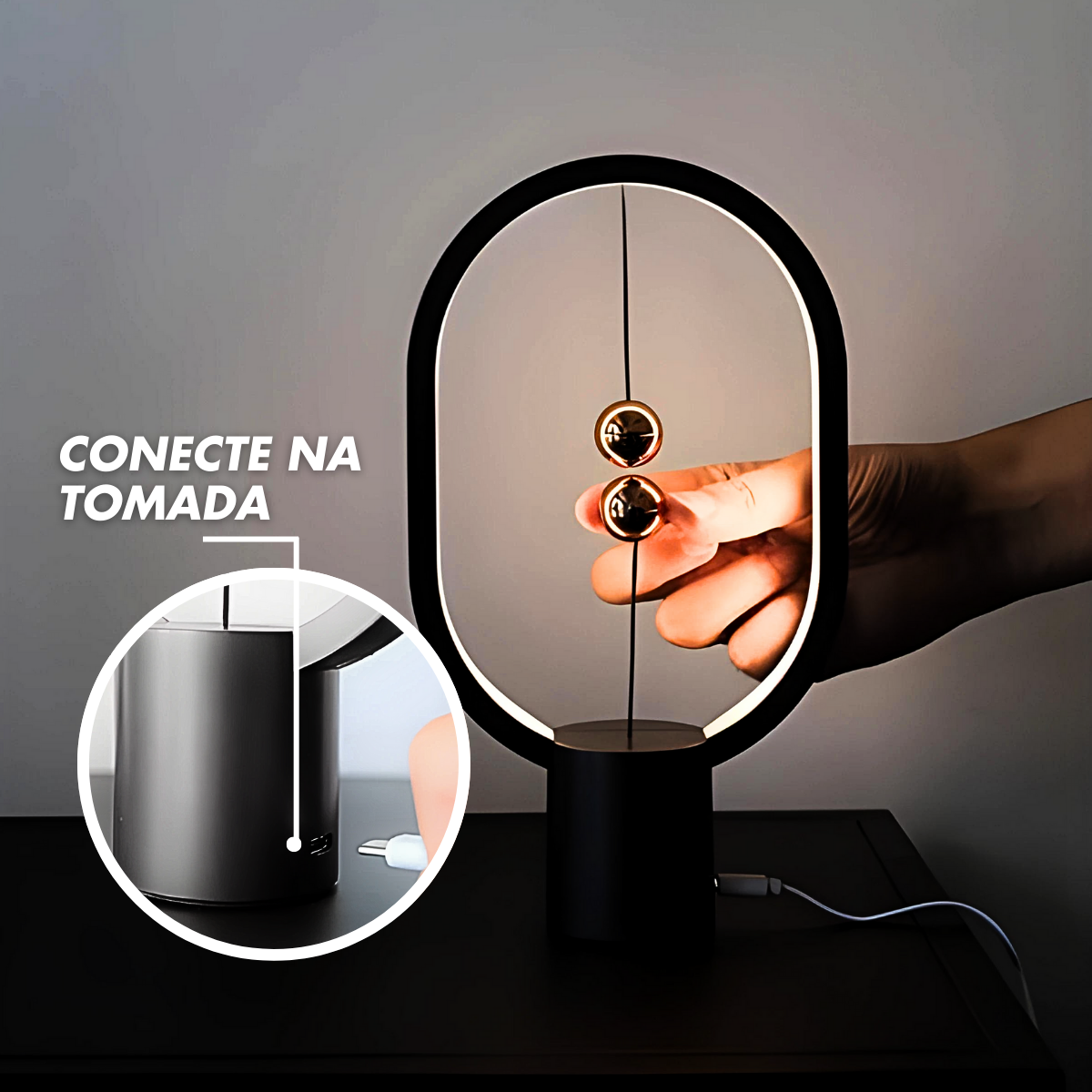 Lâmpada de Mesa Led Balance Luz Noturna - Preto - 6