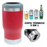 Copo Térmico Long Neck Cerveja Latinha Latão Inox Vermelho - 1