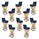 Ver imagem 1 de Kit 10 Banquetas Luma Base de Ferro Sued Azul Marinho - D'classe Decor