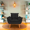 Ver imagem 3 de Poltrona Opala Preta Suede Decorativa para Sala Escritório Biselos-Decor