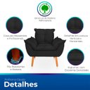 Ver imagem 6 de Poltrona Opala Preta Suede Decorativa para Sala Escritório Biselos-Decor
