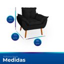 Ver imagem 2 de Poltrona Opala Preta Suede Decorativa para Sala Escritório Biselos-Decor
