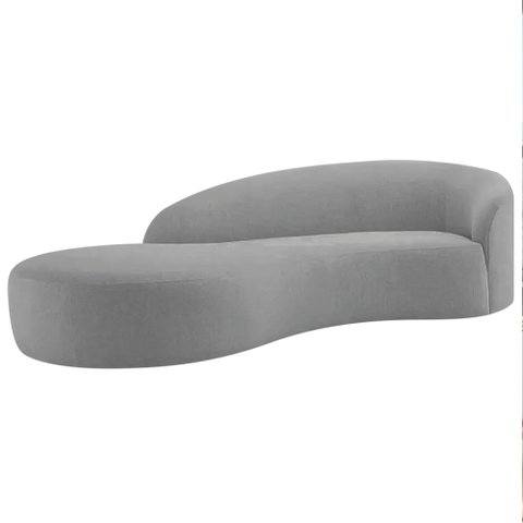 Divã Recamier Orgânico França 180 Cm Lado Esquerdo Bouclé Cinza Claro - Amarena Moveis