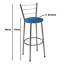 Ver imagem 2 de Kit 3 Banquetas Altas Cromada com Encosto Assento Azul