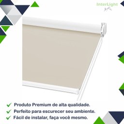 Persiana Cortina Rolo Tecido Blackout Liso Bege 1,40m X 1,40m - Sala Quarto Escritório - Blecaute - 2