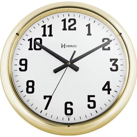 Relógio de Parede Metalizado Dourado 40cm Herweg 6128