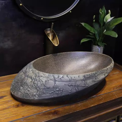 Cuba Apoio Evier Pietra Bruta Lavabo Banheiro Rústico Rock