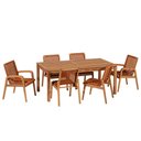 Ver imagem 1 de Mesa de Jantar com 04 Cadeiras sem Braço e 02 Cadeiras com Braço Trammare C07 Corda Náutica Ocre