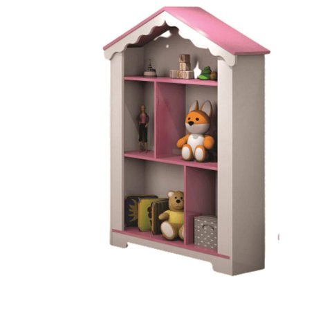 Estante Infantil Casinha Aura Branco Rosa Quarto Decoração