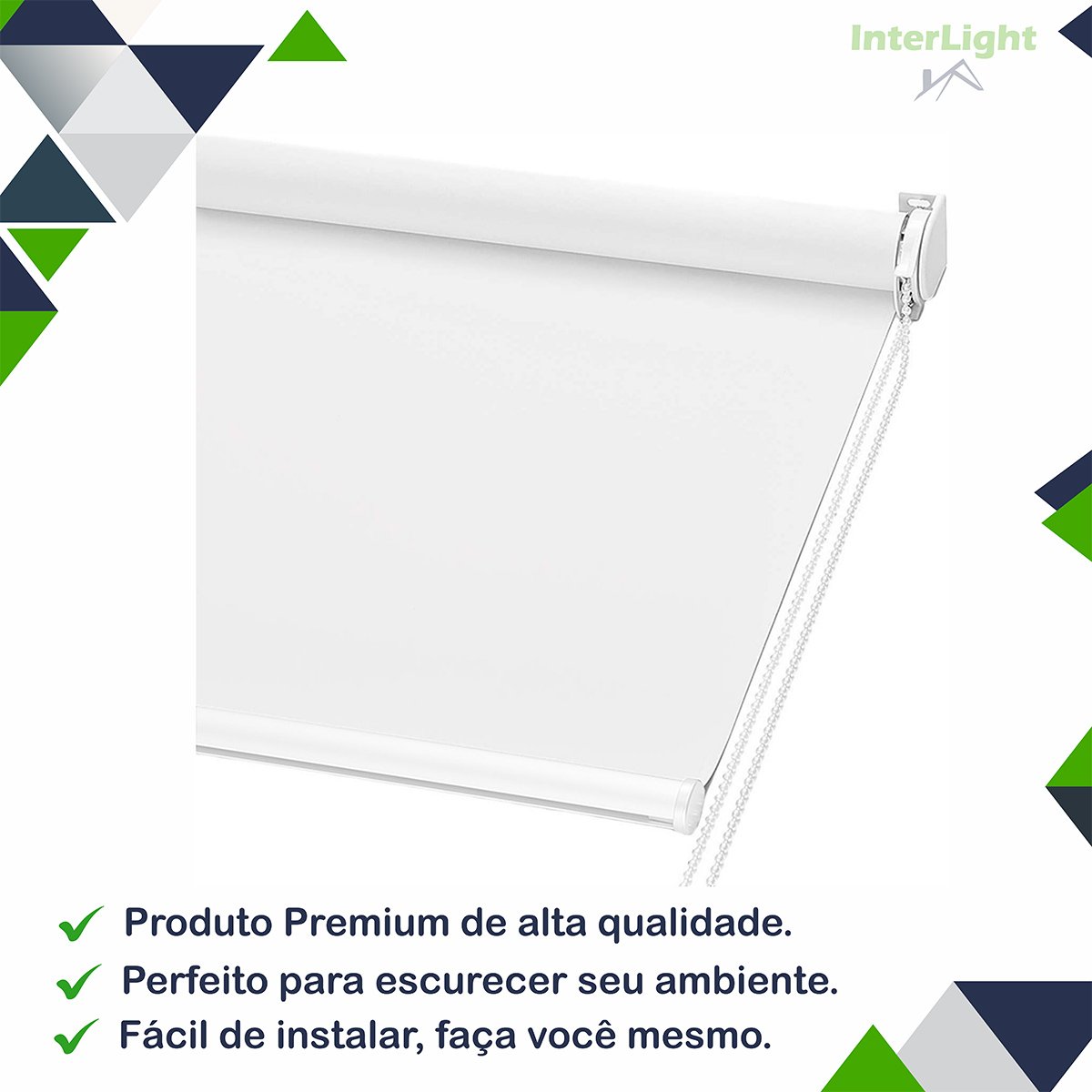 Persiana Cortina Rolo Tecido Blackout Liso Branco 1,70m X 1,40m - Sala Quarto Escritório - Blecaute - 3