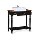 Ver imagem 2 de Bancada Aparador Mini Lavabo 1 Gaveta e Prateleira com Cuba Linz Móveis - Preto/imbuia Glazer
