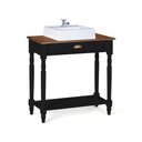 Ver imagem 1 de Bancada Aparador Mini Lavabo 1 Gaveta e Prateleira com Cuba Linz Móveis - Preto/imbuia Glazer