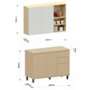Ver imagem 4 de Kit Armário Aéreo com Nicho e Balcão de Cozinha 120 Cm Aurora Cinza Cristal Pet/carvalho