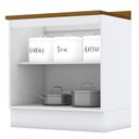 Ver imagem 2 de Balcão 2 Portas 80cm Americana Branco com Tampo Nature - Móveis Henn