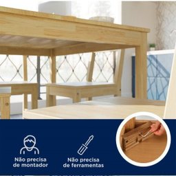 Mesa de Madeira Maciça com 4 Cadeiras Mandacaru Cabecasa MadeiraMadeira - 7