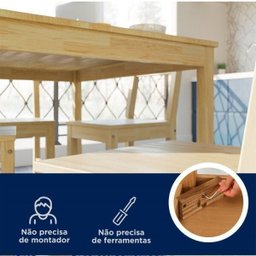 Mesa de Madeira Maciça com 4 Cadeiras Mandacaru Cabecasa MadeiraMadeira - 7