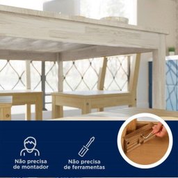 Mesa de Madeira Maciça com 4 Cadeiras Mandacaru Cabecasa MadeiraMadeira - 7