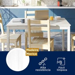 Mesa de Madeira Maciça com 4 Cadeiras Mandacaru Cabecasa MadeiraMadeira - 6