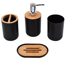 Kit Banheiro Lixeira Porta Sabonete Escova Saboneteira 6 Pçs:Preto - 5