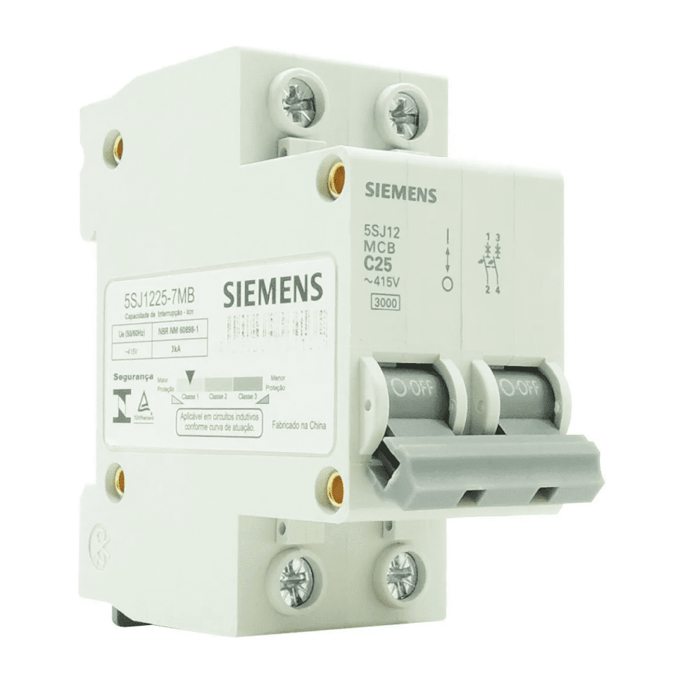 DISJUNTOR BIFÁSICO BIPOLAR MINI DIN CURVA C 5SJ1 SIEMENS:25A - 2