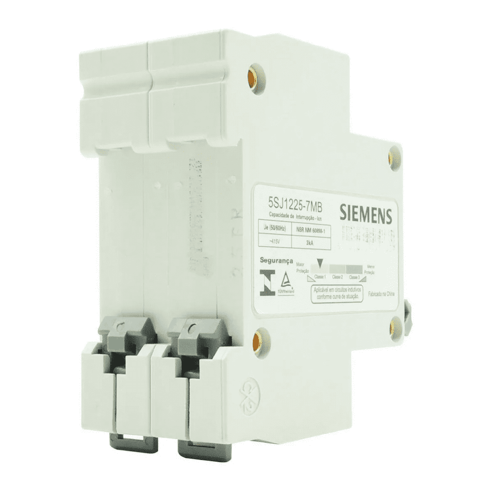 DISJUNTOR BIFÁSICO BIPOLAR MINI DIN CURVA C 5SJ1 SIEMENS:25A - 3