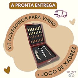 Kit Acessorios Vinho 4pçs e Jogo Xadrez 32pçs Maleta Tabuleiro Saca Rolhas Tampa Termômetro Presente - 8