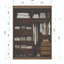Ver imagem 4 de Guarda Roupa Casal com Espelho 2 Portas 3 Gavetas Sevilha Marrom/Nogueira/Areia
