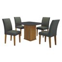 Ver imagem 2 de Mesa de Jantar Napoli 90x90 Freijó Decor Chumbo com 4 Cadeiras Mdf Freijó Joli Chumbo – Leifer Móvei
