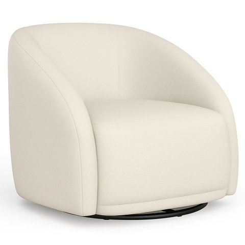 Poltrona Giratória 87cm Heidi Courino Off White - Sallar Home