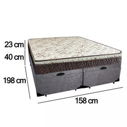 Cama Box Baú Queen Suede Bipartido + Colchão Elegance Ortopédico Espuma D33 Extra Firme 158x198x63 C - 4