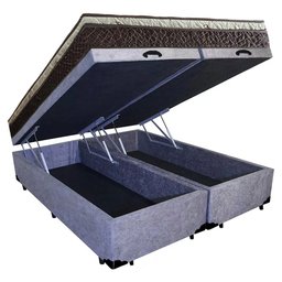 Cama Box Baú Queen Suede Bipartido + Colchão Elegance Ortopédico Espuma D33 Extra Firme 158x198x63 C - 5