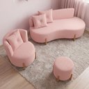 Ver imagem 7 de Kit Decorativo Sofá Curvo Orgânico + 01 Puff e Poltrona Luna Boucle Rosa - Montanaris Decor