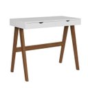 Ver imagem 2 de Escrivaninha Mesa Escritório Iza 2 Gavetas 100% MDF 90cm Espresso Móveis Branca e Amêndoa