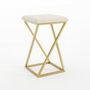 Ver imagem 2 de Banqueta Z Baixa 48cm com Armação de Metal Dourado Estofado Bege