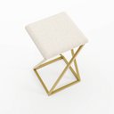 Ver imagem 3 de Banqueta Z Baixa 48cm com Armação de Metal Dourado Estofado Bege