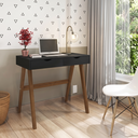 Ver imagem 1 de Escrivaninha Mesa Escritório Iza 2 Gavetas 100% MDF 90cm Espresso Móveis Preto e Amêndoa