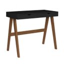 Ver imagem 2 de Escrivaninha Mesa Escritório Iza 2 Gavetas 100% MDF 90cm Espresso Móveis Preto e Amêndoa